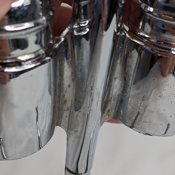 Vintage 1950s Chrome Jet plane Cruet set salt pepper shakers silver blue - Picture 15 of 17